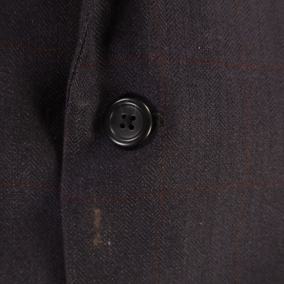 Pronto Uomo Jacket M Blue Windowpane Check Herringbone 100% Wool Blazer 42R - Picture 5 of 16